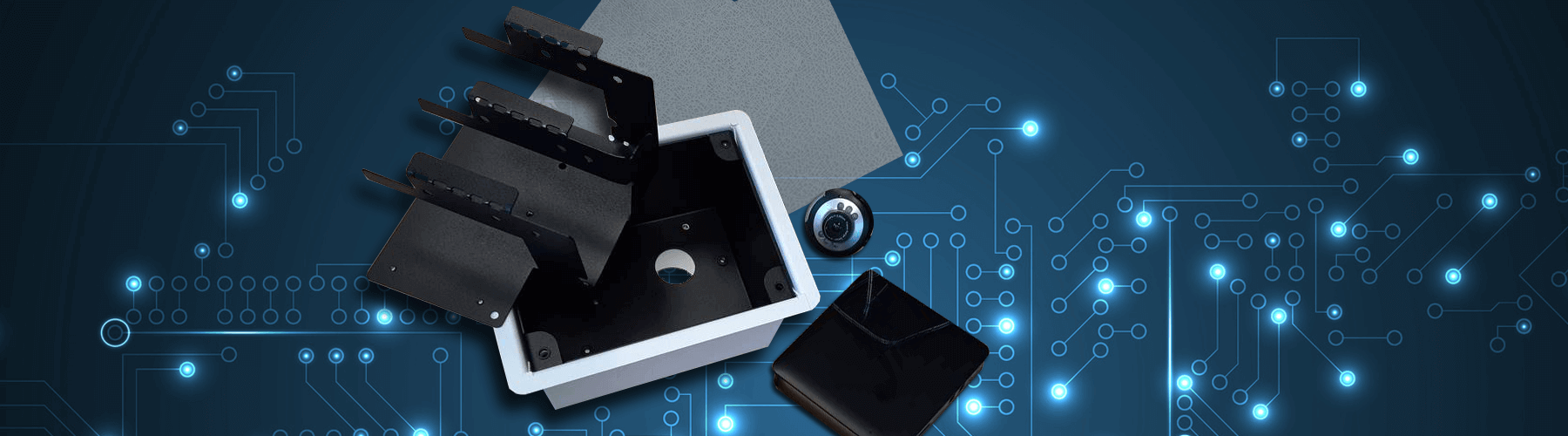 Eine HV Kiste & Regal mit blauem Elektro ähnlichen Hintergrund