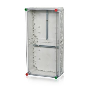 Ein Polycarbonat-Zählergehäuse mit einem transparenten Hintergrund.