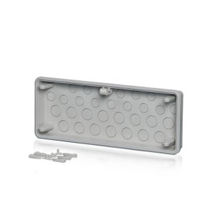 Ein Polycarbonat-Anbauflansch für Gehäusewände hinter einem transparenten Hintergund.