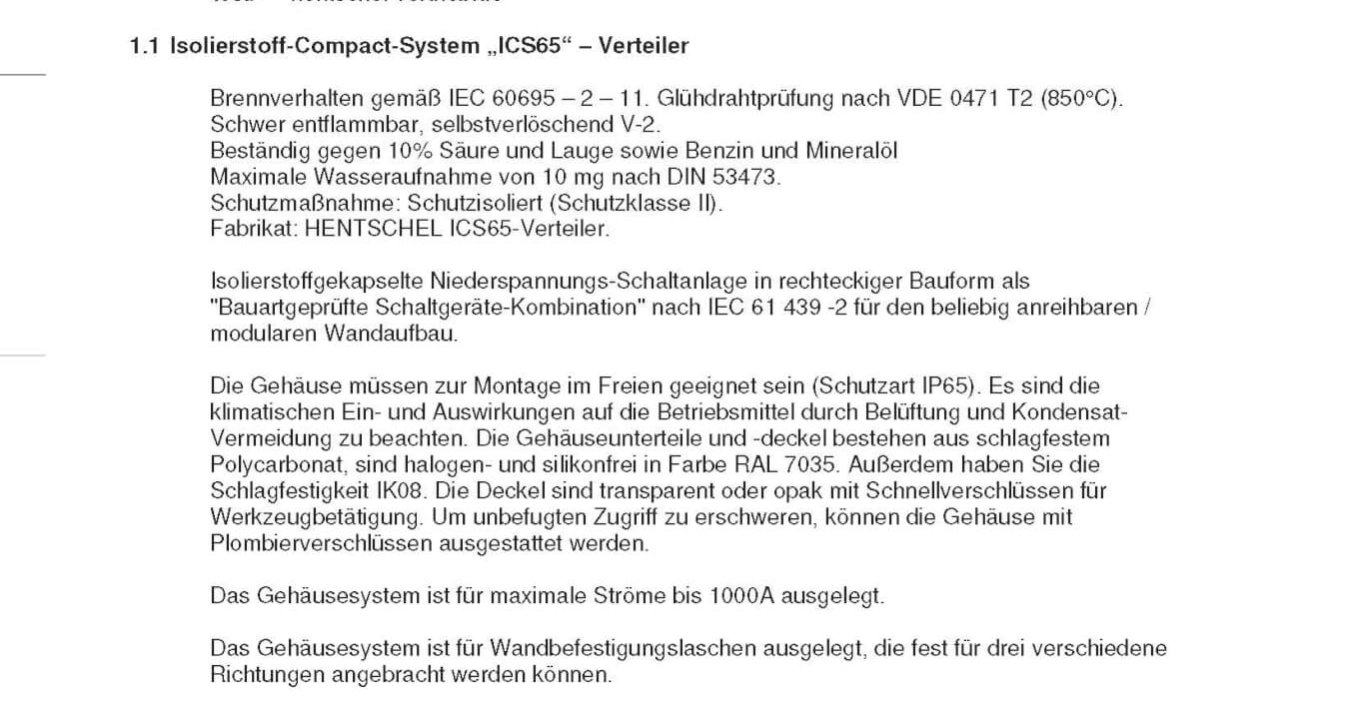 Ausschreibetext für ein Leistungsverzeichnis_Planer&Bauträger Ausschreibetext für ein Leistungsverzeichnis für die Isolierstoffverteiler ICS65 vom Hentschel Vertrieb.